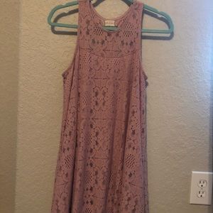 Mauve lace detail dress